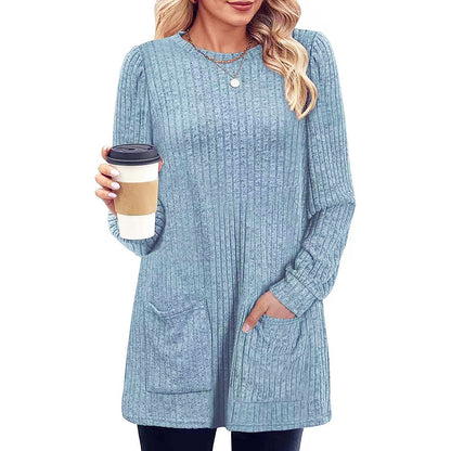 🌸💟【Časovo obmedzená zľava】🔥【M-5XL】Nové jesenné/zimné tričko s okrúhlym výstrihom