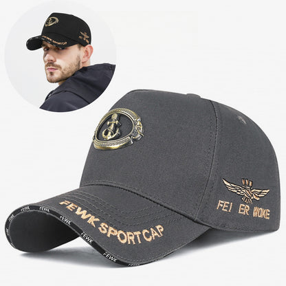 30% OFF🧢☀️🔥Compra 1 y recibe 2 gratis🔥Gorra de béisbol original con logo metálico Anchor, gorra de protección solar con cinco paneles y visera alta