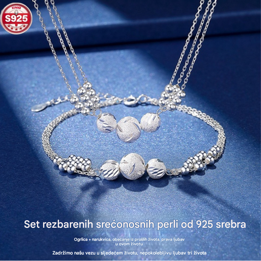 🔥【Kúp jeden, kamarát zdarma】🔥✨Ľahký a luxusný náhrdelník + náramok so šťastnými korálkami 