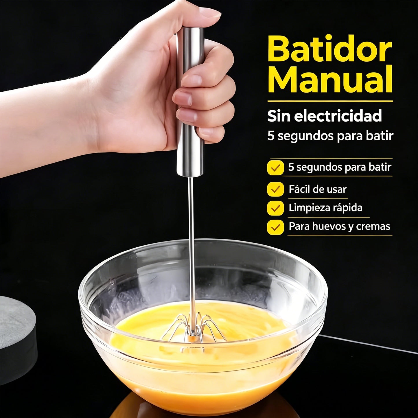 🥇24 € [2-dielna sada] Poloautomatický šľahač vajec z nehrdzavejúcej ocele